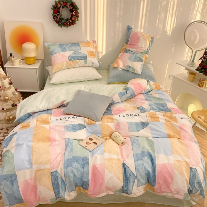 91家纺网 家纺一手货源 找家纺 昔可家纺 2022新款13372普通款四件套 晕染几何