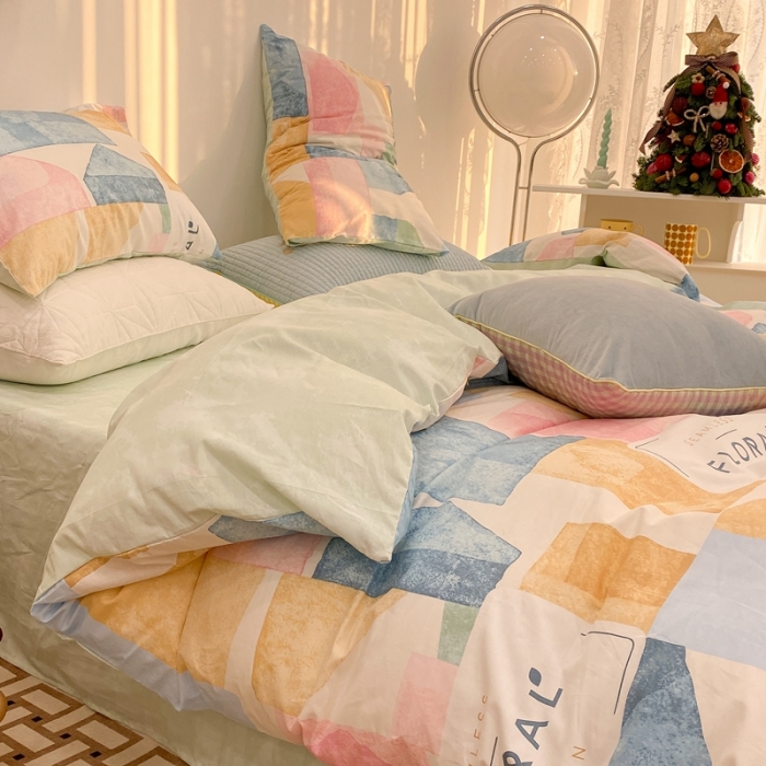 91家纺网 家纺一手货源 找家纺 昔可家纺 2022新款13372普通款四件套 晕染几何