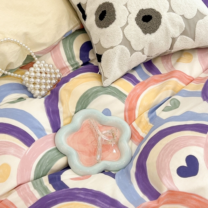 91家纺网 家纺一手货源 找家纺 昔可家纺 2022新款13372普通款四件套 涂鸦彩虹