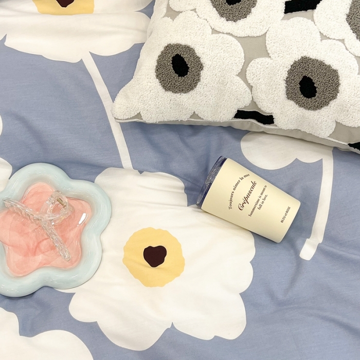 91家纺网 家纺一手货源 找家纺 昔可家纺 2022新款13372普通款四件套 棋盘复古花蓝