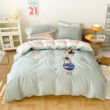 91家纺网 家纺一手货源 找家纺 （总）沐辰 2022新款全棉40支绣花太空人四件套