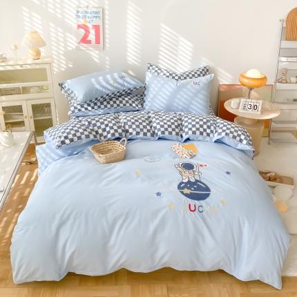 91家纺网 家纺一手货源 找家纺 （总）沐辰 2022新款全棉40支绣花太空人四件套