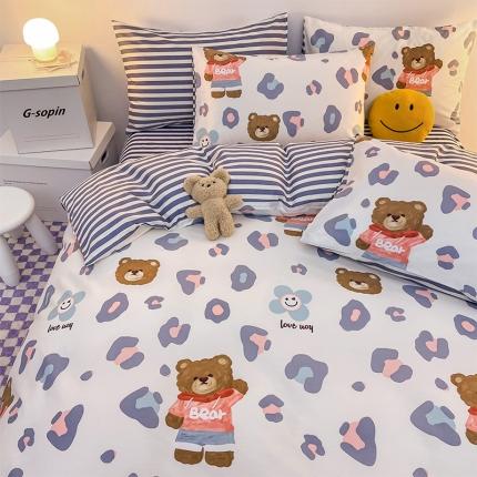 安哆啦 2022春夏新款13372全棉单被套 豹纹熊