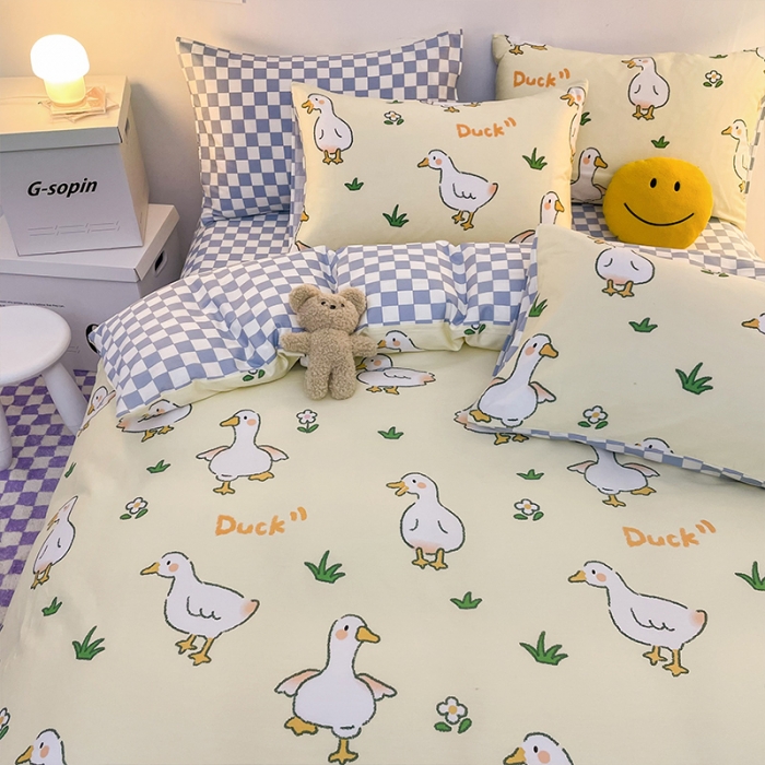 91家纺网 家纺一手货源 找家纺 安哆啦 2022春夏新款13372全棉单被套 呆萌鸭