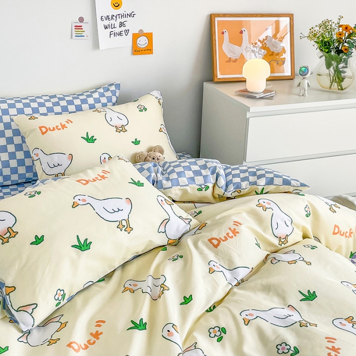 91家纺网 家纺一手货源 找家纺 安哆啦 2022春夏新款13372全棉单被套 呆萌鸭