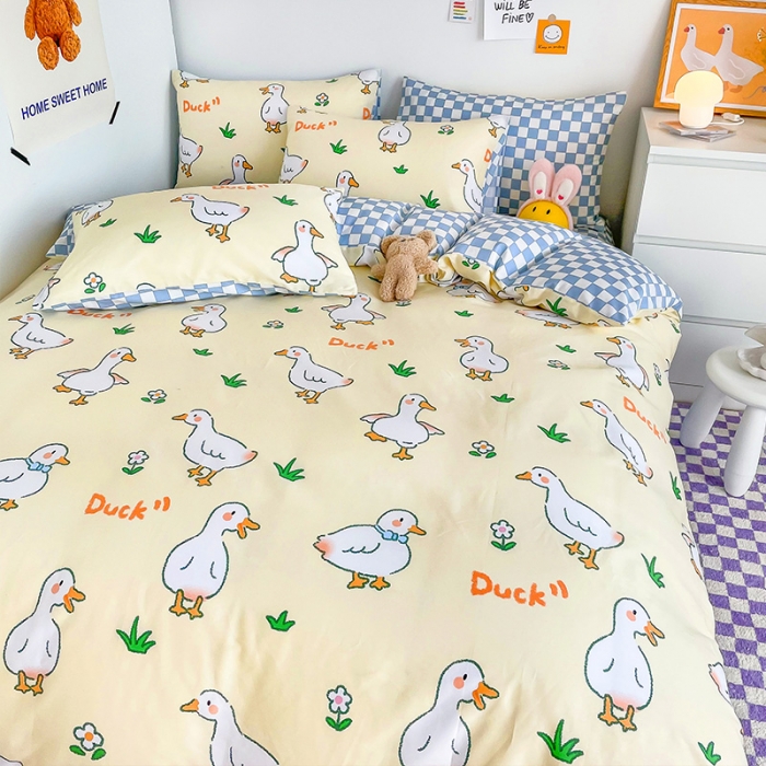 91家纺网 家纺一手货源 找家纺 安哆啦 2022春夏新款13372全棉单被套 呆萌鸭