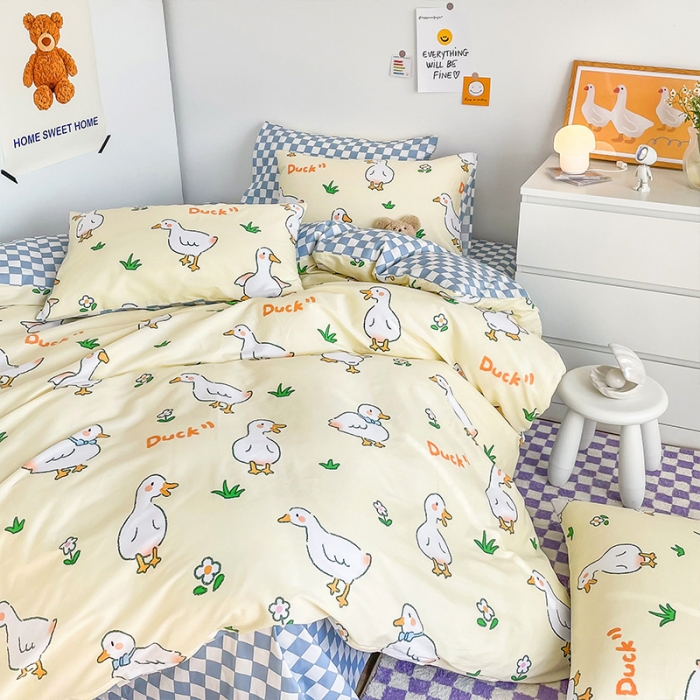 91家纺网 家纺一手货源 找家纺 安哆啦 2022春夏新款13372全棉单被套 呆萌鸭