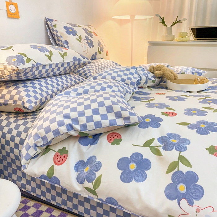 91家纺网 家纺一手货源 找家纺 安哆啦 2022春夏新款13372全棉单被套 蓝色心情