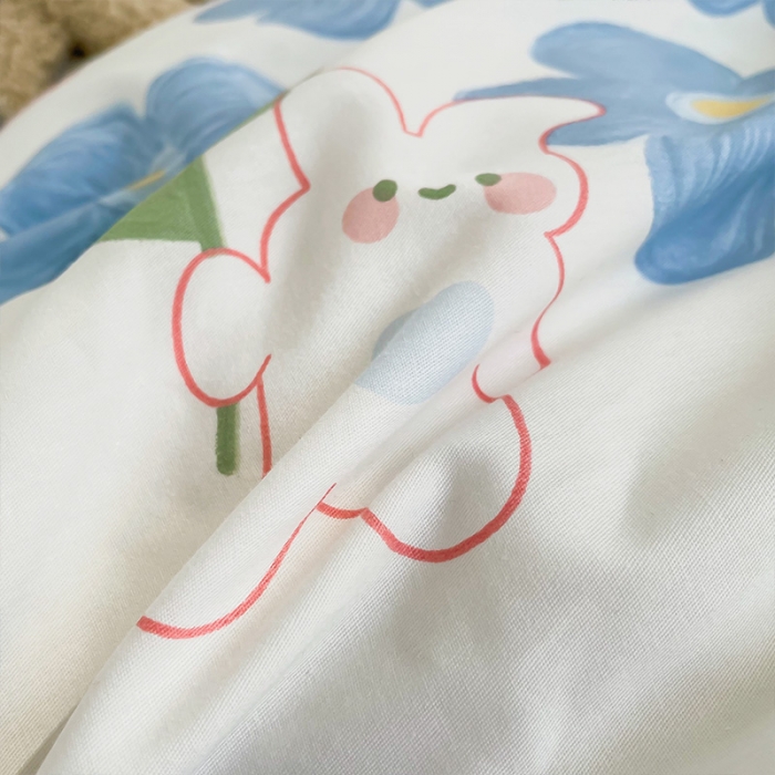 91家纺网 家纺一手货源 找家纺 安哆啦 2022春夏新款13372全棉单被套 蓝色心情