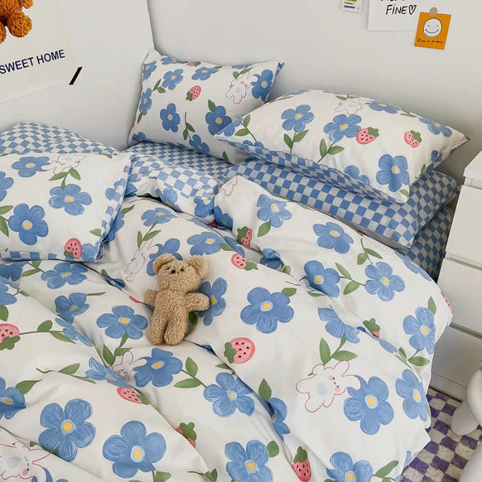 91家纺网 家纺一手货源 找家纺 安哆啦 2022春夏新款13372全棉单被套 蓝色心情