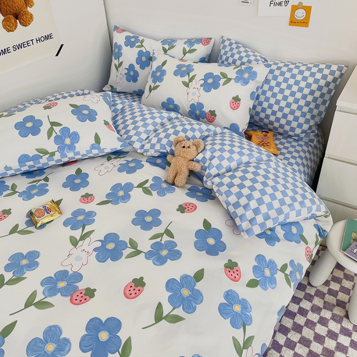 91家纺网 家纺一手货源 找家纺 安哆啦 2022春夏新款13372全棉单被套 蓝色心情