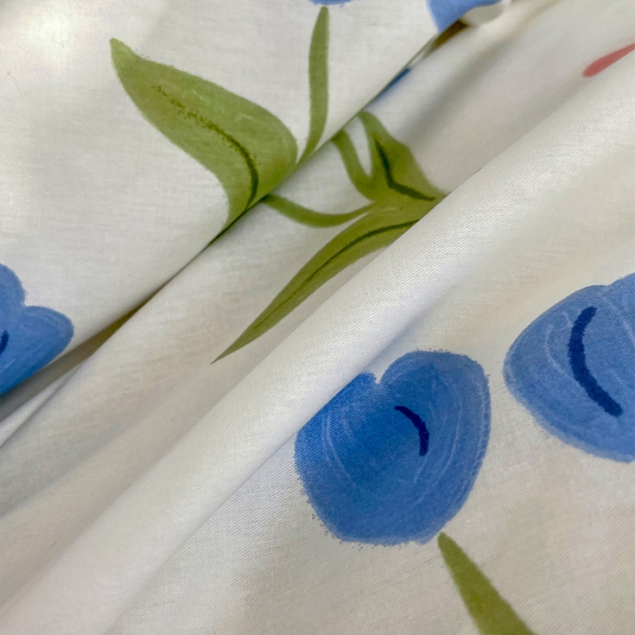 91家纺网 家纺一手货源 找家纺 安哆啦 2022春夏新款13372全棉单被套 蓝色郁金香