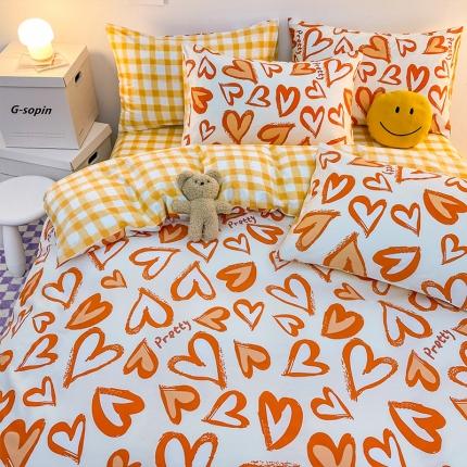 安哆啦 2022春夏新款13372全棉单被套 美心桔