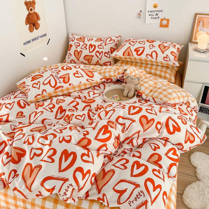 91家纺网 家纺一手货源 找家纺 安哆啦 2022春夏新款13372全棉单被套 美心桔