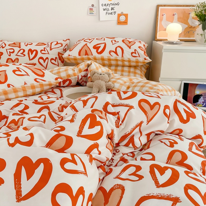 91家纺网 家纺一手货源 找家纺 安哆啦 2022春夏新款13372全棉单被套 美心桔