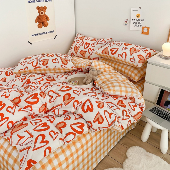 91家纺网 家纺一手货源 找家纺 安哆啦 2022春夏新款13372全棉单被套 美心桔