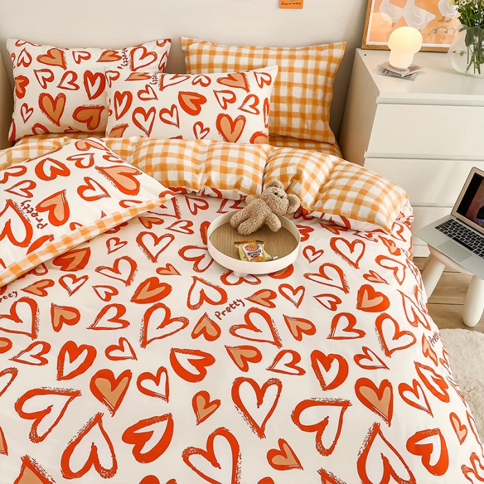 91家纺网 家纺一手货源 找家纺 安哆啦 2022春夏新款13372全棉单被套 美心桔