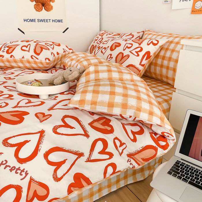 91家纺网 家纺一手货源 找家纺 安哆啦 2022春夏新款13372全棉单被套 美心桔