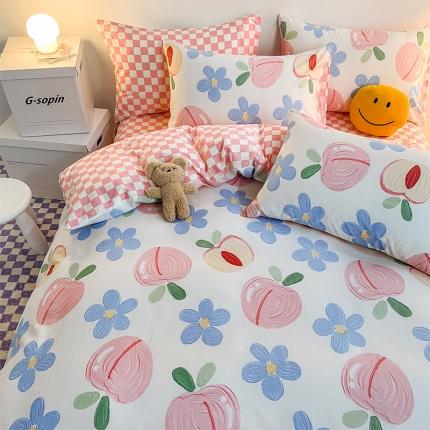 安哆啦 2022春夏新款13372全棉单被套 蜜桃格格