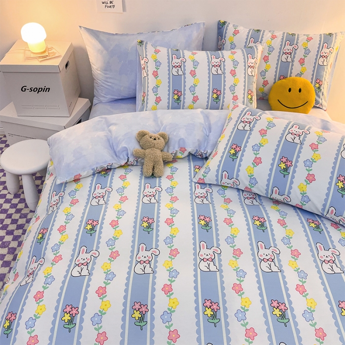 91家纺网 家纺一手货源 找家纺 安哆啦 2022春夏新款13372全棉单被套 奶糖小兔