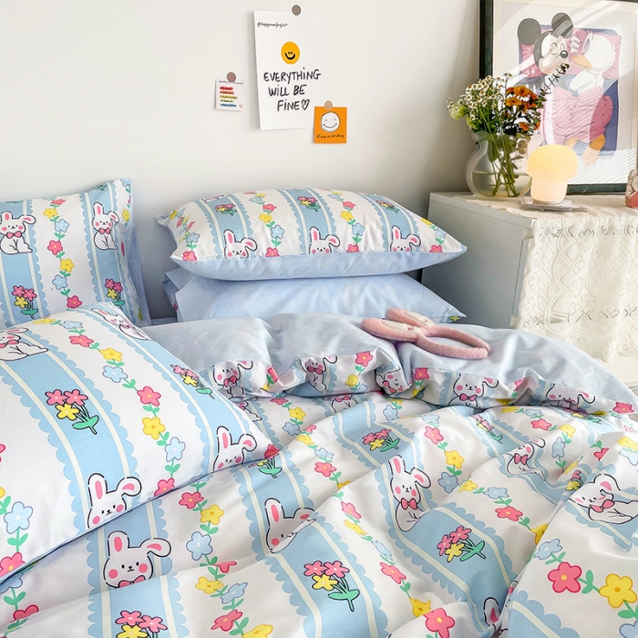 91家纺网 家纺一手货源 找家纺 安哆啦 2022春夏新款13372全棉单被套 奶糖小兔