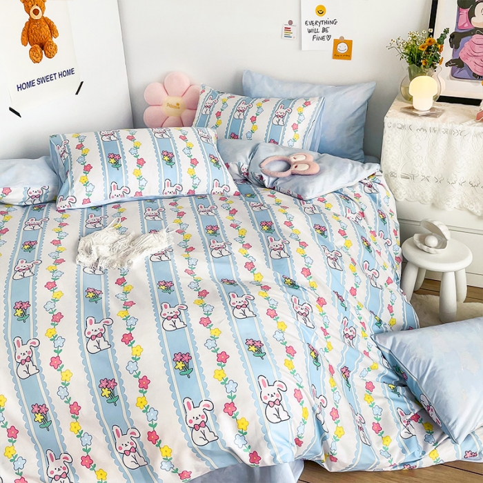 91家纺网 家纺一手货源 找家纺 安哆啦 2022春夏新款13372全棉单被套 奶糖小兔