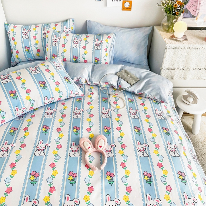 91家纺网 家纺一手货源 找家纺 安哆啦 2022春夏新款13372全棉单被套 奶糖小兔