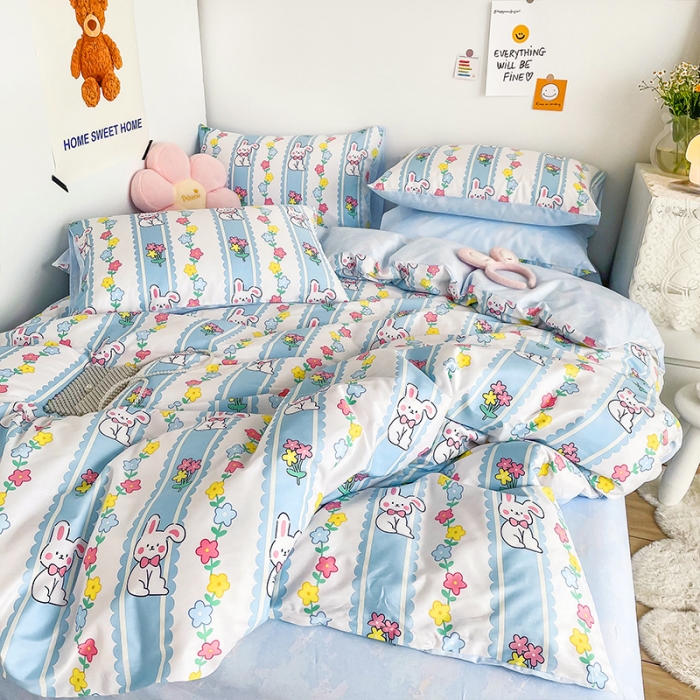 91家纺网 家纺一手货源 找家纺 安哆啦 2022春夏新款13372全棉单被套 奶糖小兔