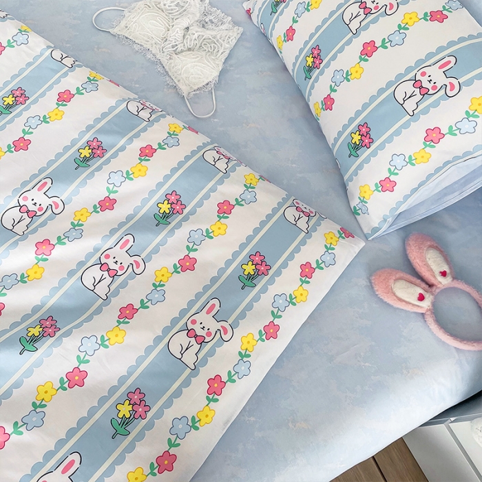 91家纺网 家纺一手货源 找家纺 安哆啦 2022春夏新款13372全棉单被套 奶糖小兔