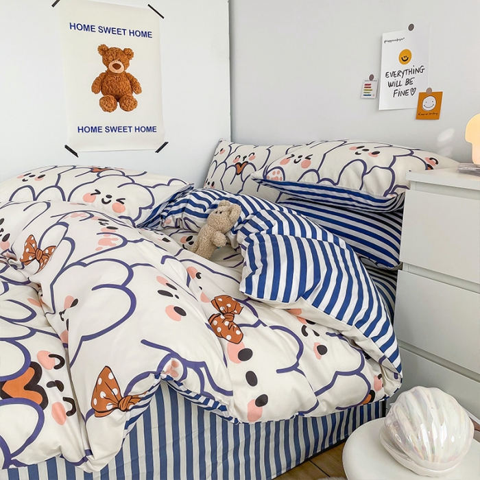 91家纺网 家纺一手货源 找家纺 安哆啦 2022春夏新款13372全棉单被套 奶味小白