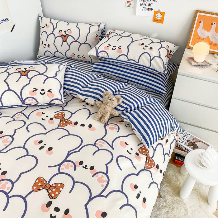 91家纺网 家纺一手货源 找家纺 安哆啦 2022春夏新款13372全棉单被套 奶味小白