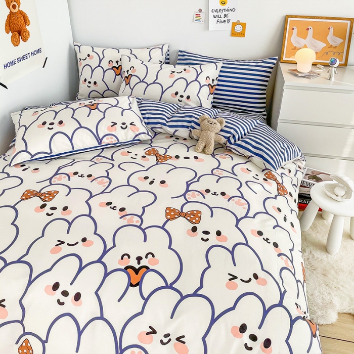 91家纺网 家纺一手货源 找家纺 安哆啦 2022春夏新款13372全棉单被套 奶味小白