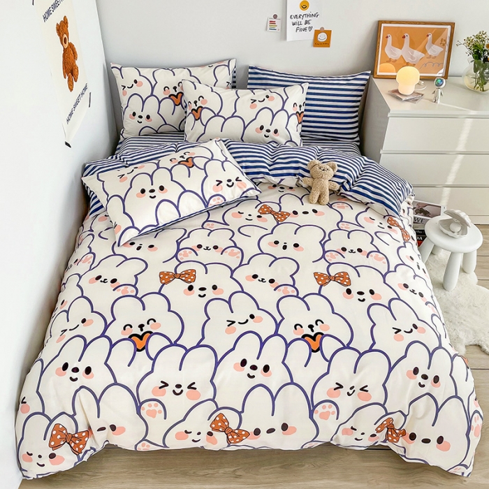 91家纺网 家纺一手货源 找家纺 安哆啦 2022春夏新款13372全棉单被套 奶味小白