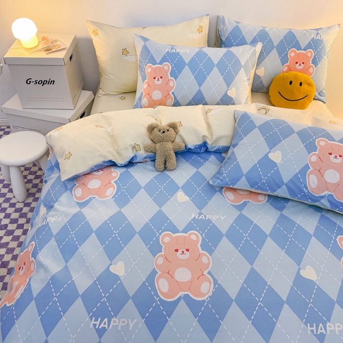 91家纺网 家纺一手货源 找家纺 安哆啦 2022春夏新款13372全棉单被套 牛奶贝贝