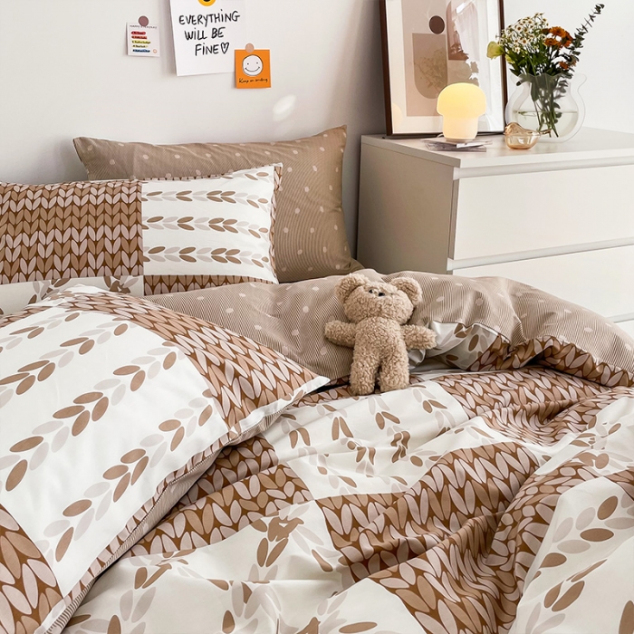 91家纺网 家纺一手货源 找家纺 安哆啦 2022春夏新款13372全棉单被套 瓦尔登.咖