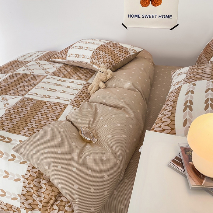 91家纺网 家纺一手货源 找家纺 安哆啦 2022春夏新款13372全棉单被套 瓦尔登.咖