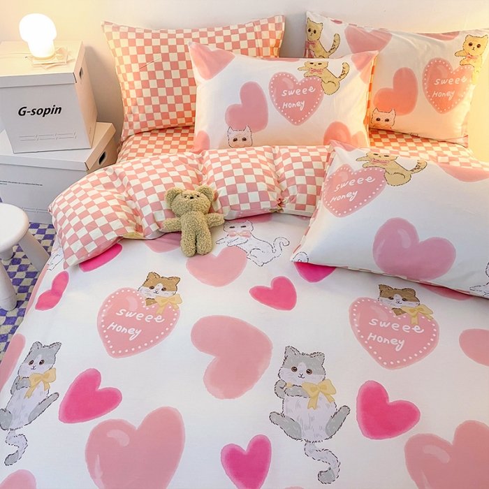 91家纺网 家纺一手货源 找家纺 安哆啦 2022春夏新款13372全棉单被套 小甜猫