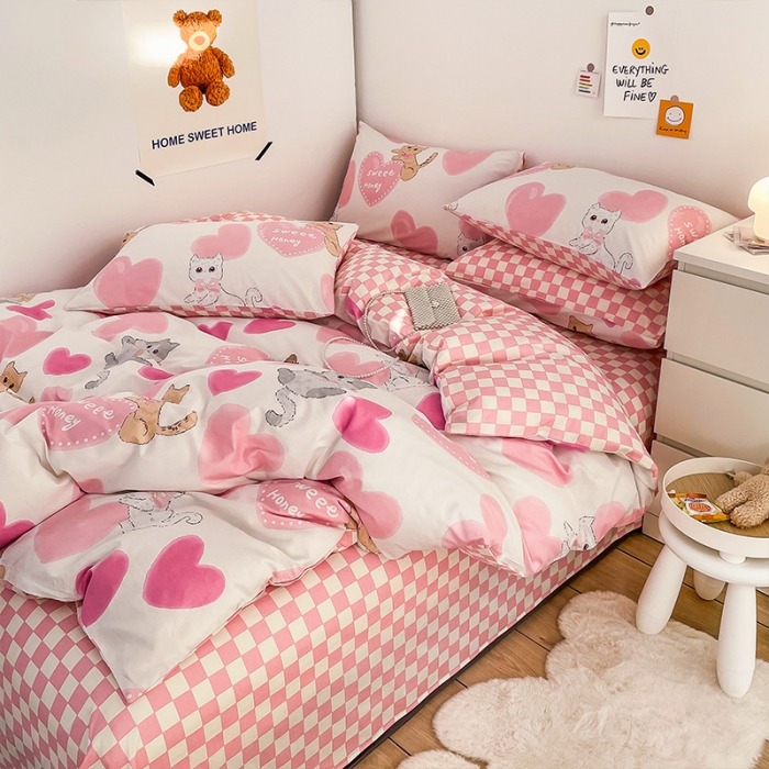 91家纺网 家纺一手货源 找家纺 安哆啦 2022春夏新款13372全棉单被套 小甜猫