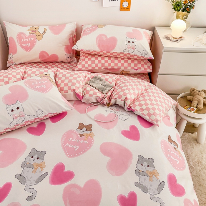 91家纺网 家纺一手货源 找家纺 安哆啦 2022春夏新款13372全棉单被套 小甜猫