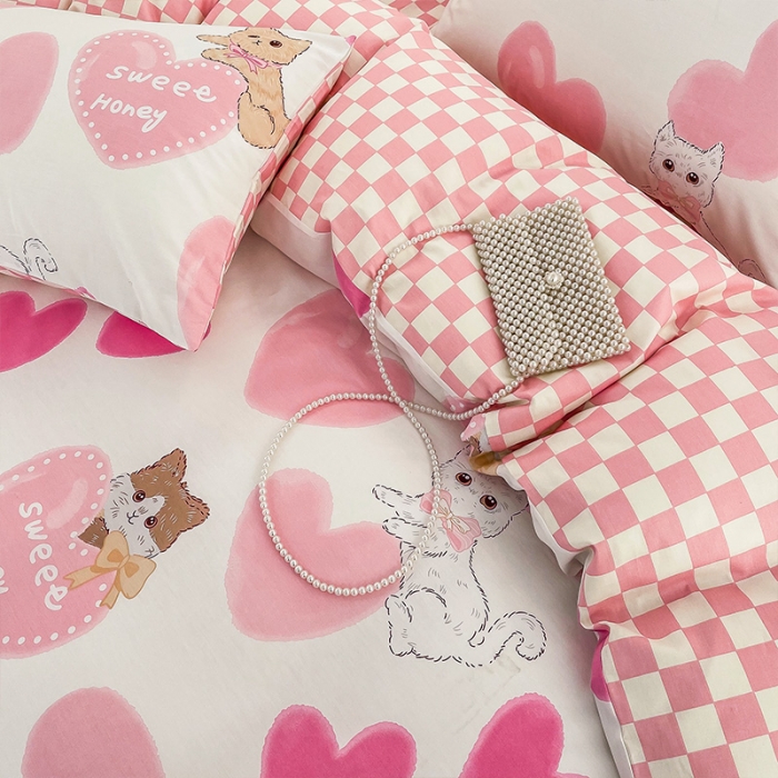 91家纺网 家纺一手货源 找家纺 安哆啦 2022春夏新款13372全棉单被套 小甜猫