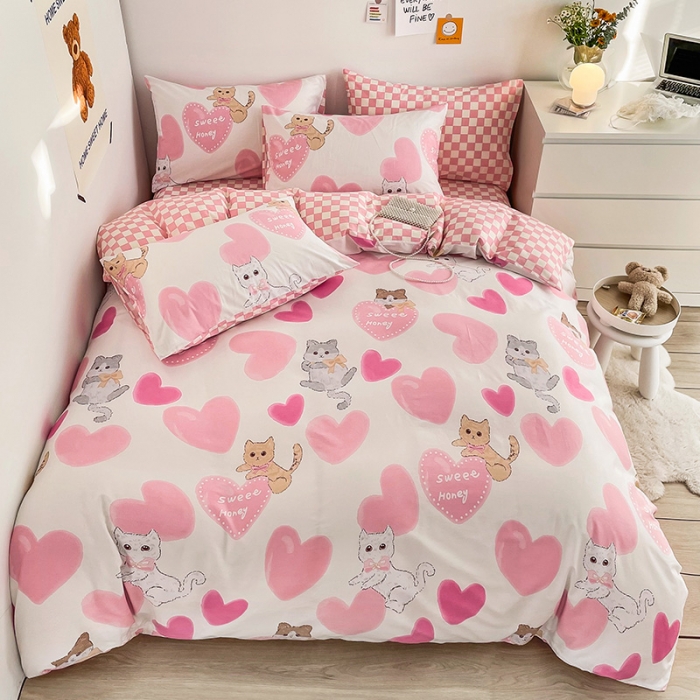 91家纺网 家纺一手货源 找家纺 安哆啦 2022春夏新款13372全棉单被套 小甜猫