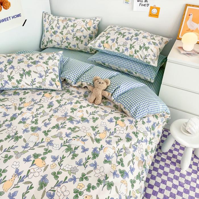 91家纺网 家纺一手货源 找家纺 安哆啦 2022春夏新款13372全棉单被套 悠眠花房