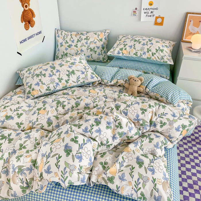 91家纺网 家纺一手货源 找家纺 安哆啦 2022春夏新款13372全棉单被套 悠眠花房