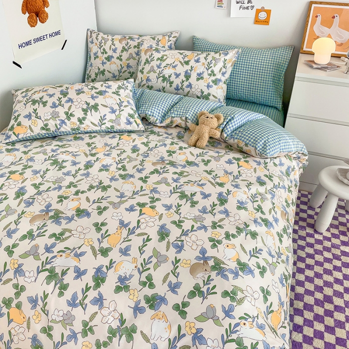 91家纺网 家纺一手货源 找家纺 安哆啦 2022春夏新款13372全棉单被套 悠眠花房