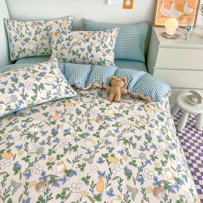 91家纺网 家纺一手货源 找家纺 安哆啦 2022春夏新款13372全棉单被套 悠眠花房