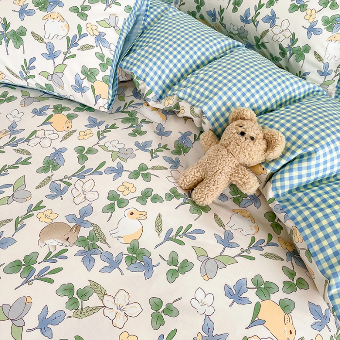 91家纺网 家纺一手货源 找家纺 安哆啦 2022春夏新款13372全棉单被套 悠眠花房