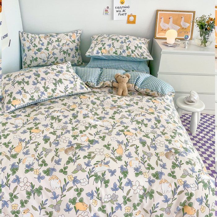 91家纺网 家纺一手货源 找家纺 安哆啦 2022春夏新款13372全棉单被套 悠眠花房