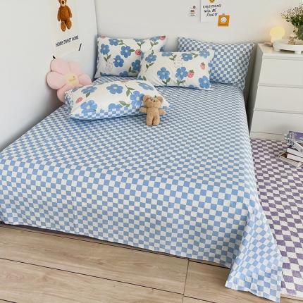 安哆啦 2022春夏新款13372全棉单床单 蓝色心情