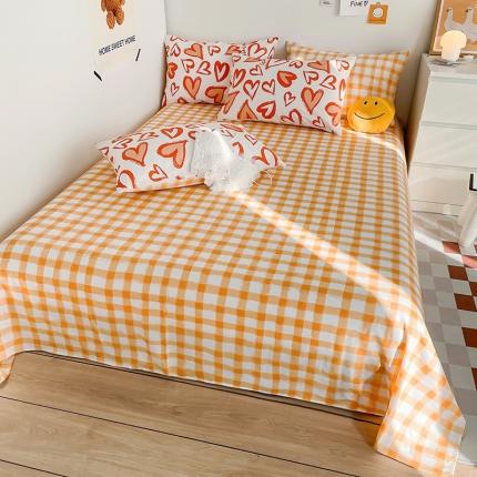 安哆啦 2022春夏新款13372全棉单床单 美心桔