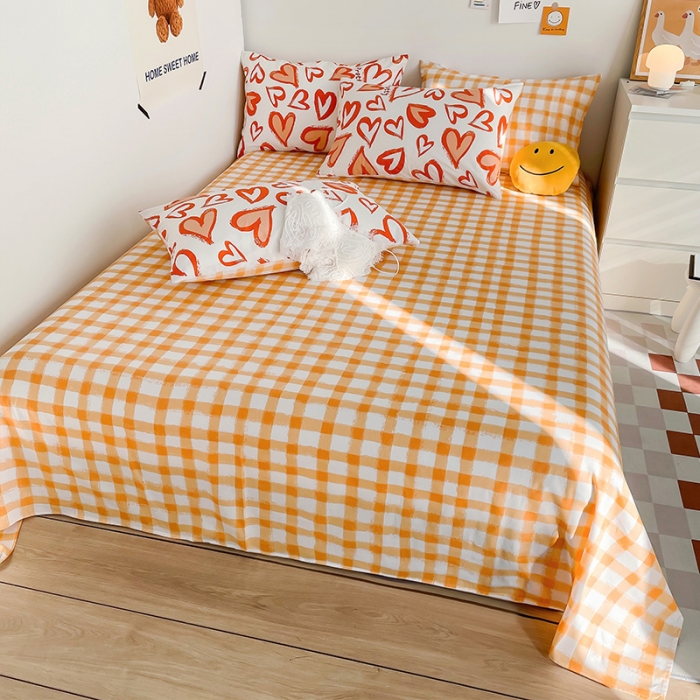 91家纺网 家纺一手货源 找家纺 安哆啦 2022春夏新款13372全棉单床单 美心桔